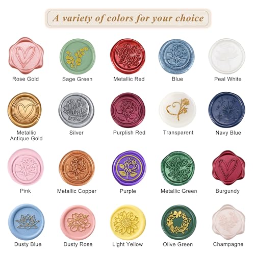360Pcs Champagne Sealing Wax Beads with 2 Spoons and 4 Tea Candles for Wax Seal Stamps (360 Count)
