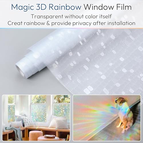 Window Privacy Film Decorative Rainbow Cling (38.48 Sq Ft)