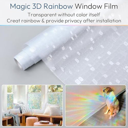 Window Privacy Film Decorative Rainbow Cling (38.48 Sq Ft)