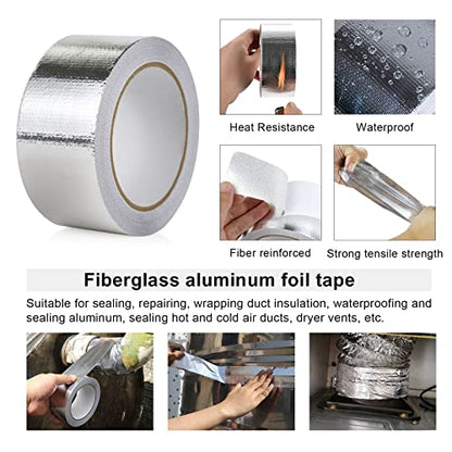 1 Roll Aluminum Foil Heat Shield Cool Tape 2 Inch x 66 ft Heat Reflective Thermal Barrier Reflective Tape for Hose and Auto Use