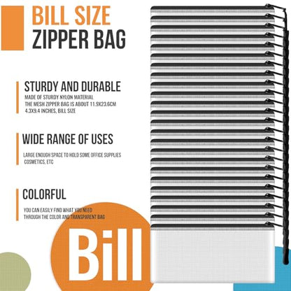 24pcs Mesh Zipper Pouch Bags 9.3 x 4.7 Inches