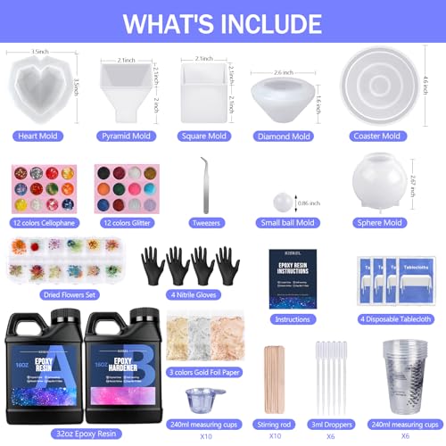 Epoxy Resin Kit 32OZ with Molds