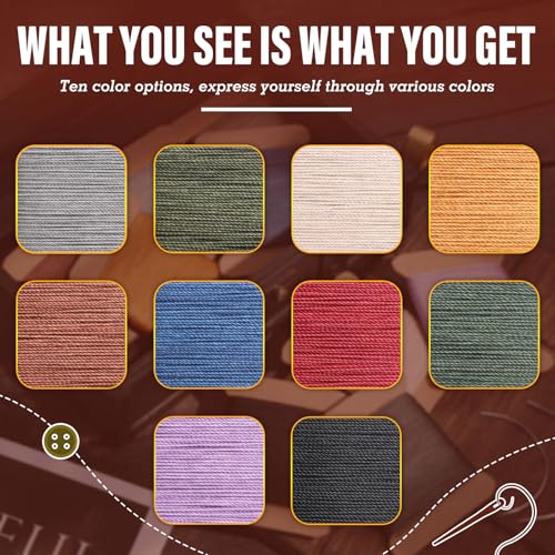 Waxed Thread 32 Yard 0.55mm Round Heavy Duty Leather Thread (9 Count)