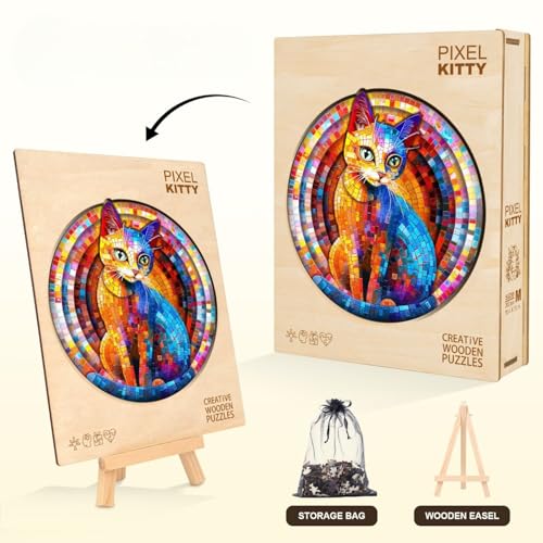 Pixel Cat Puzzles Adults Gifts Wooden 200 Pieces 11.4 * 11in