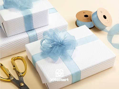 Baby Blue Organza Ribbon 1" x 30 Yd Sheer Gift Wrapping Ribbon (3 Count)