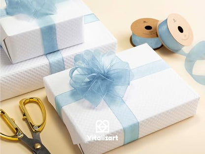 Baby Blue Organza Ribbon 1" x 30 Yd Sheer Gift Wrapping Ribbon (3 Count)