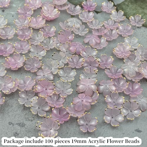 100pcs Acrylic Flower Beads (100 Count)