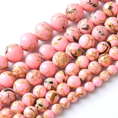 90PCS 8MM Pink Shell Turquoise Stone Beads with Mother