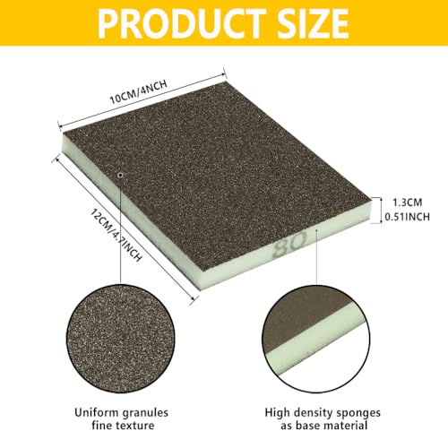 16PCS 180 Grits Sanding Sponge Fine Coarse Sanding Block (16 Count)
