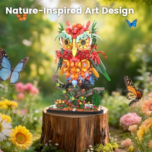 Flower Owl Animal Building Toy for Adults