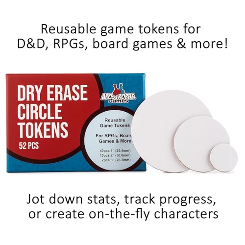 52 Reusable Dry Erase Board Game Tokens for RPGs (52 Count)
