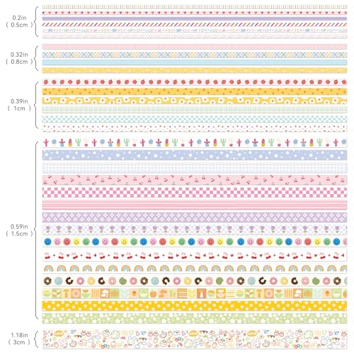 32 Rolls Colorful Cute Floral Writable Washi Tape Set (32 Count)