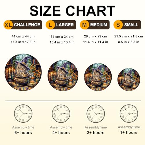 Wooden Puzzles for Adults Magic Feline Cat Jigsaw Puzzle 13.4*13.4in
