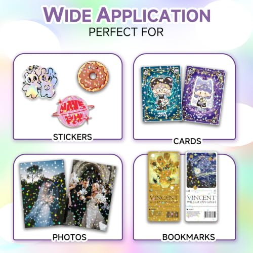 36 Sheets Holographic Sticker Paper Transparent Holographic Laminate Sheets (36 Count)