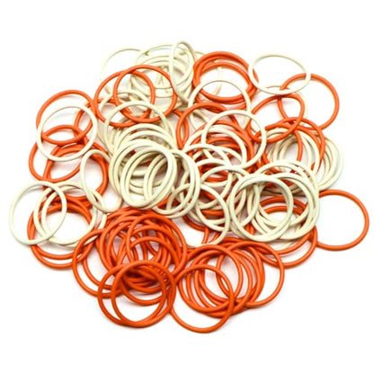 100 Pack) Soft Stitch Ring Markers for Knitting and Crochet - Flexible, Snag-Free Rubber Stitch Markers (Large Size for Needle Sizes 17-35, Orange & White)