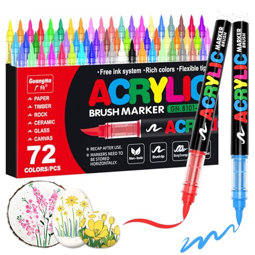 72 Colors acrylic paint markers for stones (72 Count)