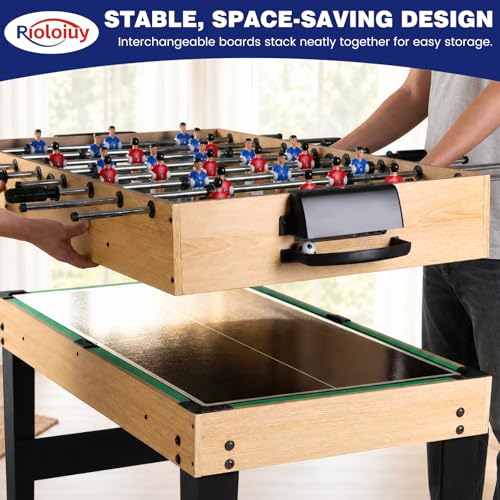 12-in-1 Multi Game Table, Foosball, Air Hockey, Pool and More, Compact Wood Game Table for Home Game Rooms and Family Nights