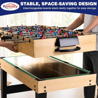 12-in-1 Multi Game Table, Foosball, Air Hockey, Pool and More, Compact Wood Game Table for Home Game Rooms and Family Nights