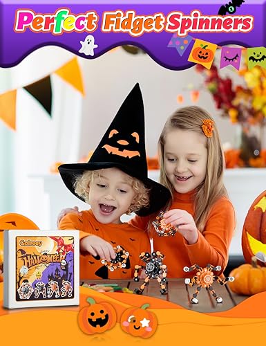 Halloween Toy Gifts for Kids Transformable Fidget Spinners for Adults Stress Relief Sensory Toys for Boys and Girls Fidget Toys Black Orange Halloween Party Decorations (4 Count)