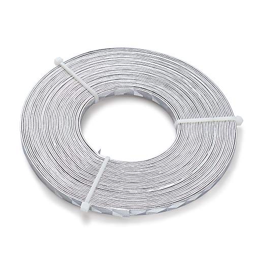32.8 Feet 5mm Aluminum Flat Artistic Wire Silver Bendable Metal Craft Wire for Beading for Bezel Sculpting Armature Jewelry Making Gem Metal Wrap (32.8 Foot)