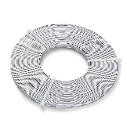 32.8 Feet 5mm Aluminum Flat Artistic Wire Silver Bendable Metal Craft Wire for Beading for Bezel Sculpting Armature Jewelry Making Gem Metal Wrap (32.8 Foot)