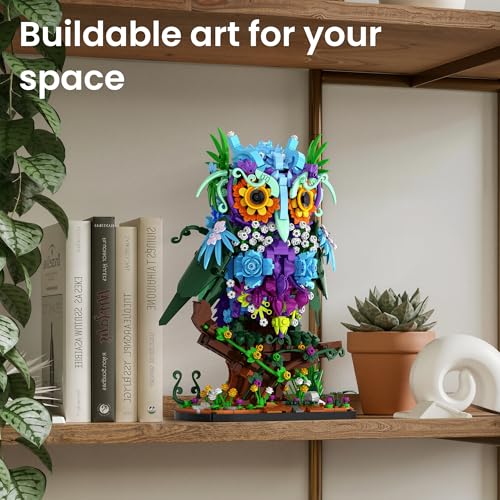 Floral Owl Toy Building Set for Adults Women