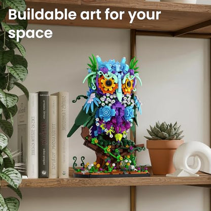 Floral Owl Toy Building Set for Adults Women