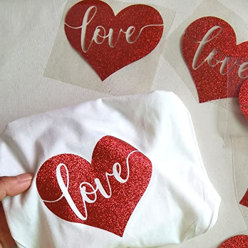 Red Glitter HTV Heat Transfer Vinyl Bundle 8 sheets (8 Count)