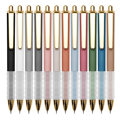 Ballpoint Pens Black Medium Point 1mm Pen with Super Soft Grip Ball Point Pen for Men Women Retractable Pens (12 Count)