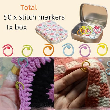 80Pcs Knitting Stitch Markers 4 Shapes Colorful Crochet Stitch Markers with Box for Crocheting and Knitting