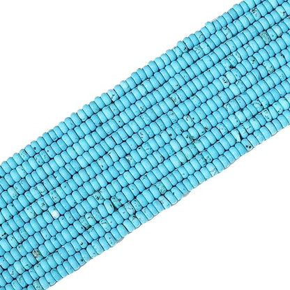 Natural Blue Turquoise Disk Stone Beads 4x2mm 160pcs Rondelle Loose Semi Gemstone Beads for Jewelry Making Design (160 Count)