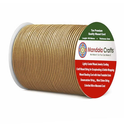 2mm Tan Waxed Cord