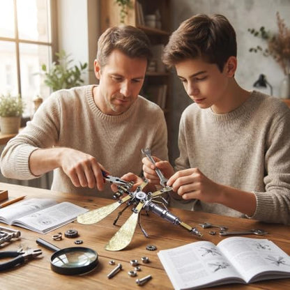 3D Metal Puzzle Kit for Adults Teens Steampunk Dragonfly 140+ Pcs Mechanical Assembly Models 3 Hours to Build Ideal for Gifts and Decorations