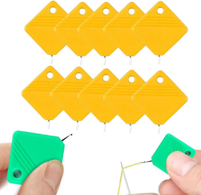 Automatic Needle Threaders for Hand Sewing, 2025 Upgrade Embroidery Floss, Sewing Machine Needle Threader, Sewing Supplies Tool, Fits All Needle Sizes (10, Yellow)