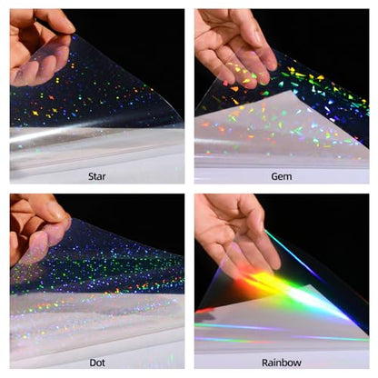 36 Sheets Holographic Laminate Sheets Clear Self Adhesive Sticker Paper (36 Count)