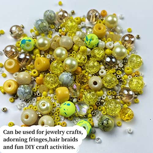 Assorted Glass Resin Beads Multi Size Colors Smooth Cracked Gravel Millet Spacer Beads for Bracelets Necklace Earring DIY Jewelry Making Craft