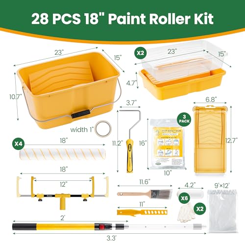 28PCS 18 Inch Paint Roller Kit (28 Count)