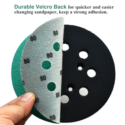 5-Inch 8-Hole Wet Dry Sanding Discs 80 Grit Sandpaper, 50-Pack (50 Count)