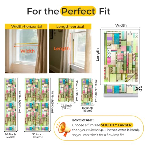 3D Stained Glass Window Privacy Film Decorative Non
