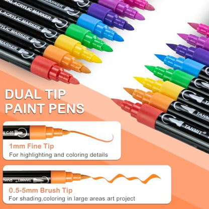 24 Colors Dual Tip Acrylic Paint Markers (24 Count)
