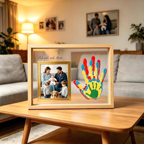 Horizontal Wood Family Handprint Kit 3D Frame Rustic Grandparents Gift