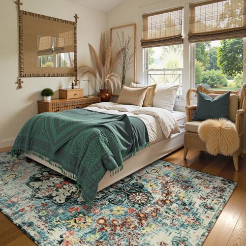 Reine Bohemian Floral Medallion Area Rug