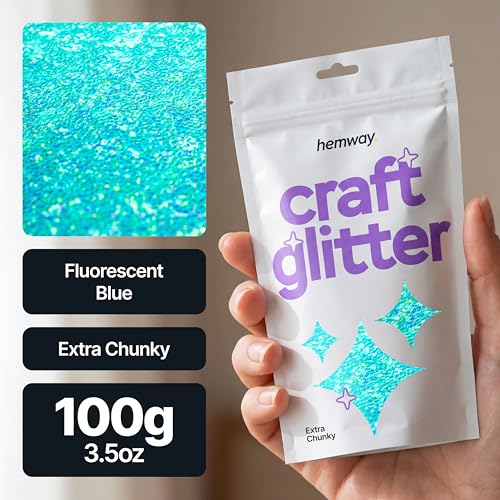 Craft Glitter Fluorescent Blue 100g Extra Chunky Glitter