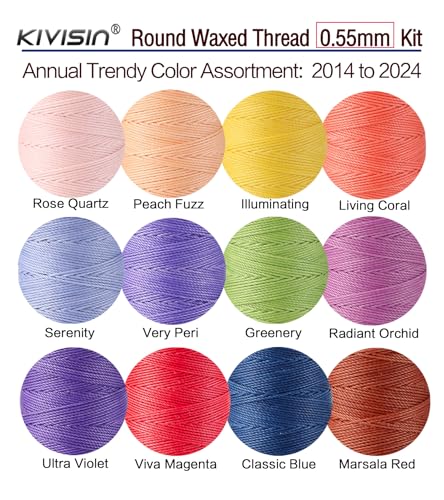 10 Year Popular Assorted Colors Round Waxed Thread (12 Color)
