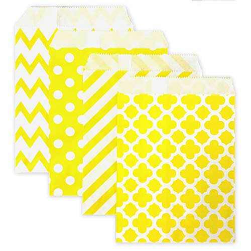 200 Pcs Yellow Candy Buffet Bags Small Cookie Bags Polka Dot Paper Treat Bag for Wedding Birthday Party