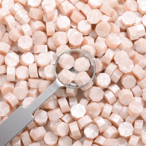 360Pcs Champagne Sealing Wax Beads with 2 Spoons and 4 Tea Candles for Wax Seal Stamps (360 Count)