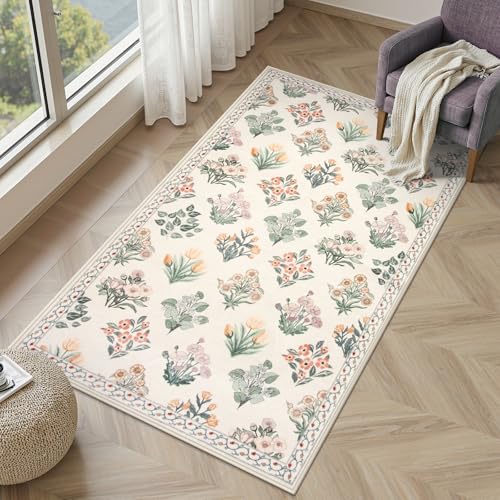 Floral Machine Washable 3x5 Rug (15 Sq Ft)