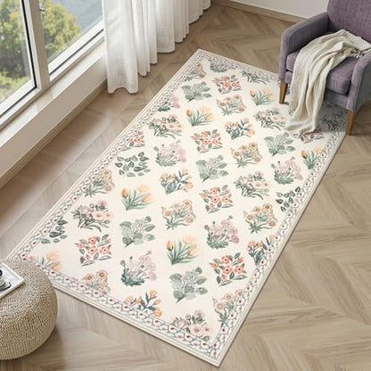 Floral Machine Washable 3x5 Rug (15 Sq Ft)