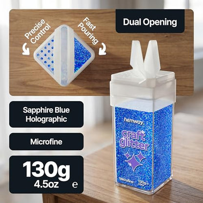 Craft Glitter Shaker Sapphire Blue Holographic 130g Microfine (3.8 Ounce)