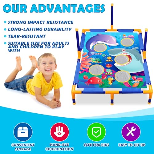 3-in-1 Bean Bag Toss Game Toy,Outdoor Toss Game with Stand for Ring Toss